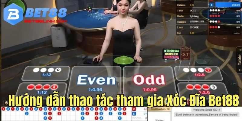 Hướng dẫn thao tác tham gia Xóc Đĩa Bet88